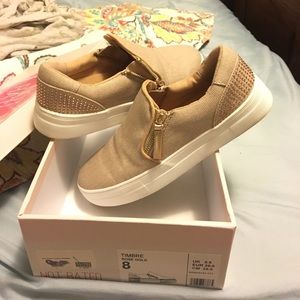 “Not Rated” rose gold women’s slip ons size 8